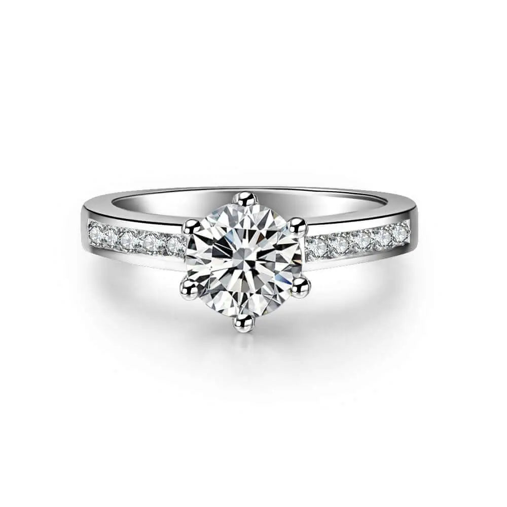 1.5 Carat Rowan Round Moissanite RIng in 18K gold - LeCaine Gems