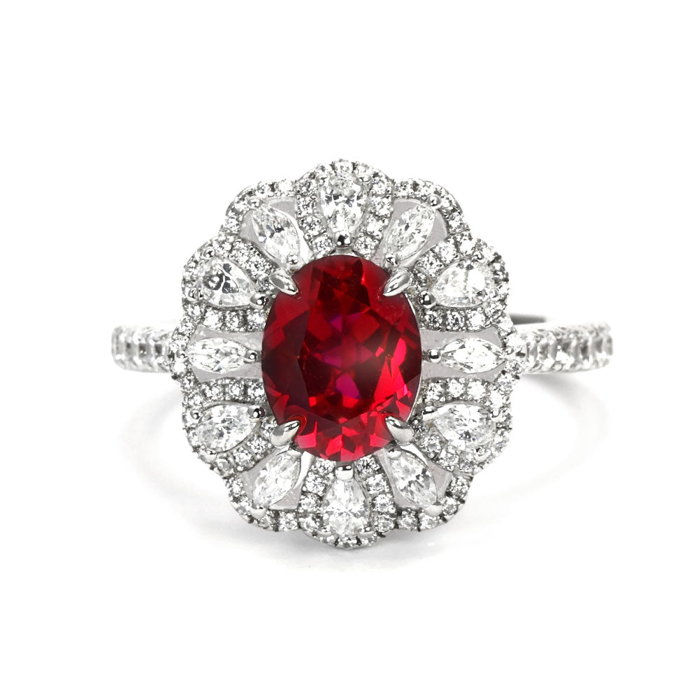 Ruby Halo Ring RR-05 | Jewelry Rental - LeCaine Gems