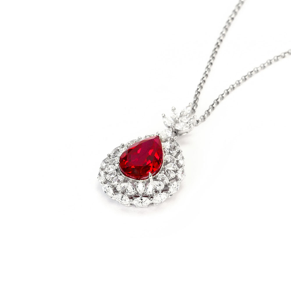 Ruby Halo Necklace RN-07 | Jewelry Rental - LeCaine Gems