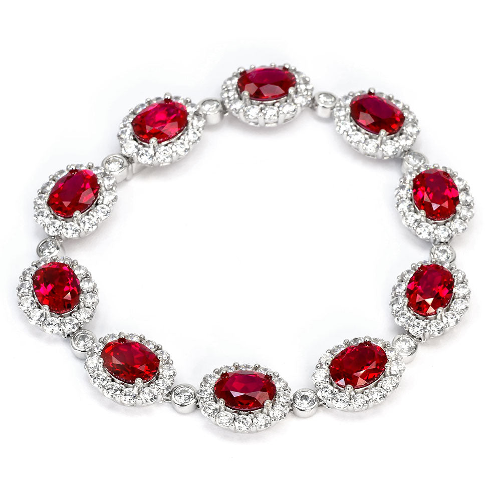 Ruby Halo Bracelet RB-03 | Jewelry Rental - LeCaine Gems