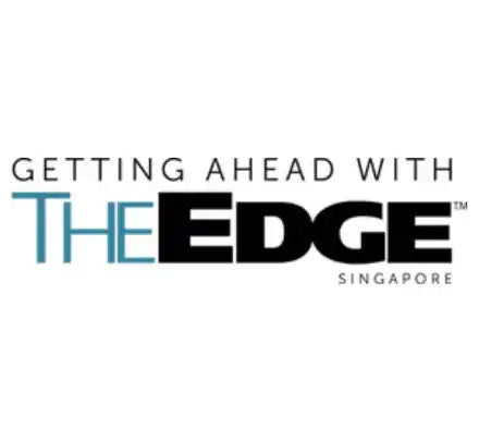 Logo for ’Getting Ahead with The Edge Singapore’ in black and blue text.