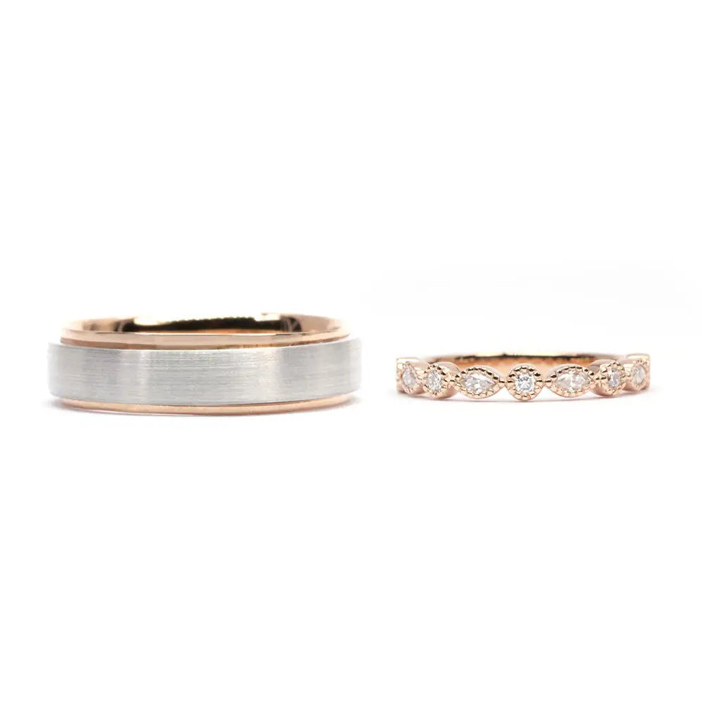 Maeve Wedding Rings in 18K Gold - LeCaine Gems