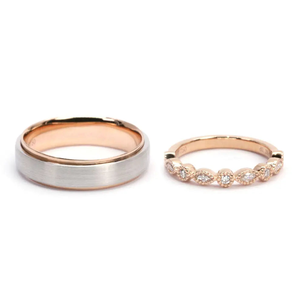 Maeve Wedding Rings in 18K Gold - LeCaine Gems