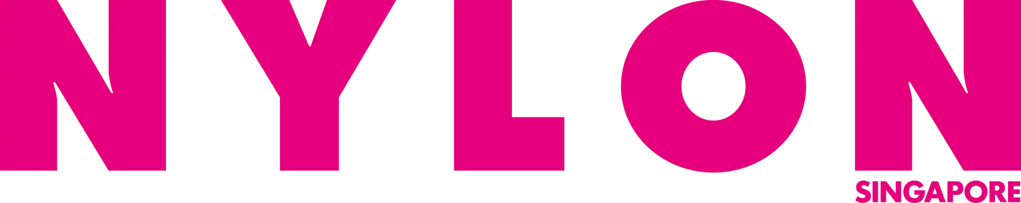 The bold, hot pink logo of the magazine ’NYLON’.